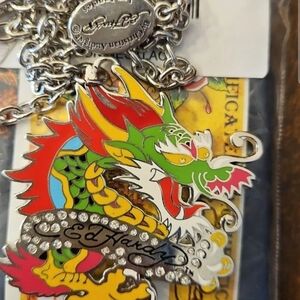 Ed Hardy Multicolor Dragon Pendant Necklace